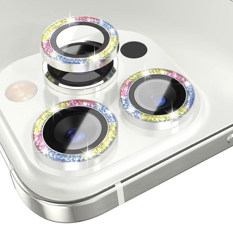 For iPhone 15 Pro / 15 Pro Max NORTHJO Camera Lens Protector Tempered Glass Bling Glitter Metal Ring Film(Colorful)