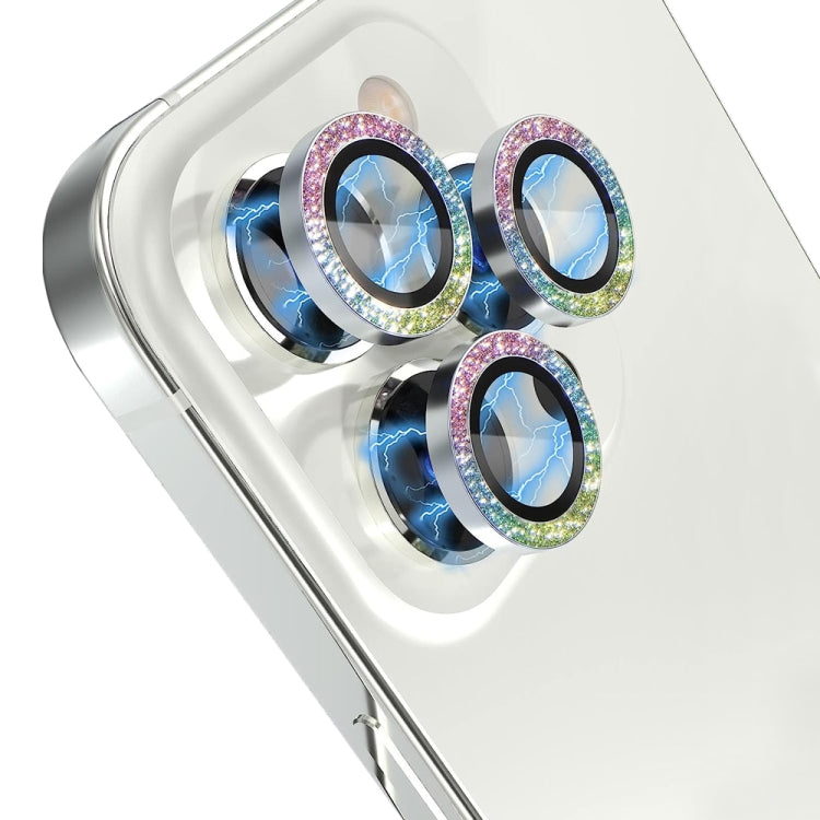 For iPhone 15 Pro / 15 Pro Max NORTHJO Camera Lens Protector Tempered Glass Bling Glitter Metal Ring Film(Colorful)