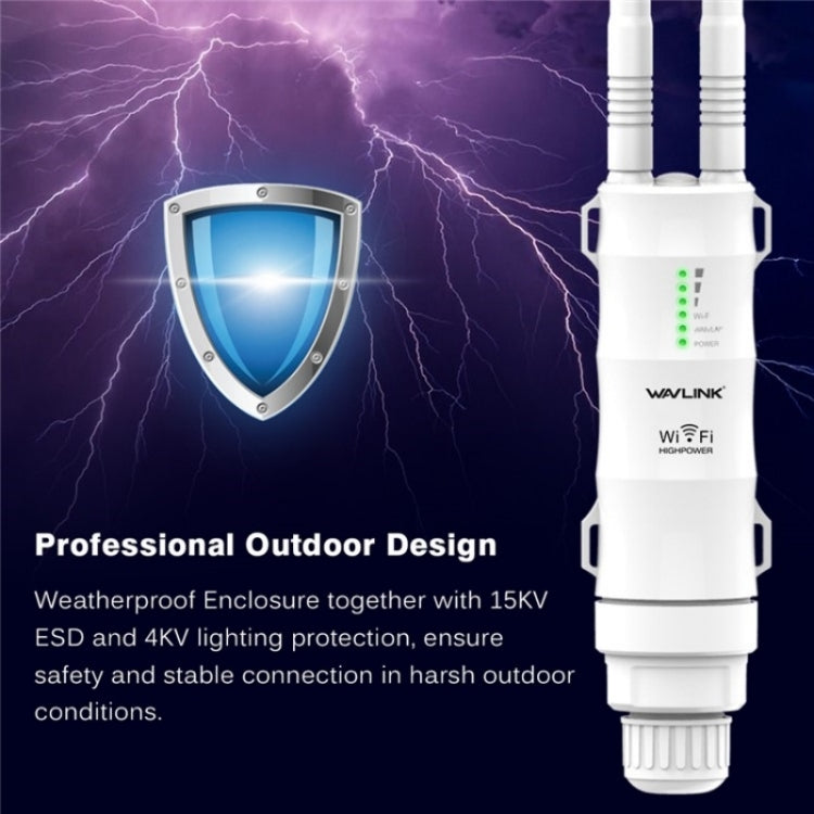 WAVLINK WN570HN2 With PoE Powered WAN/ AP / Repeater Mode 300Mbps Outdoor Router, Plug:UK Plug
