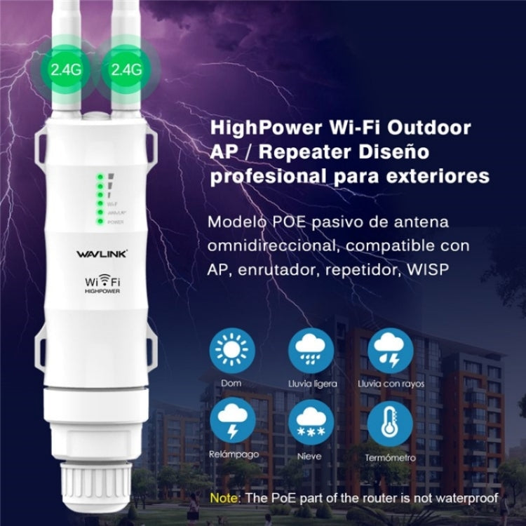 WAVLINK WN570HN2 With PoE Powered WAN/ AP / Repeater Mode 300Mbps Outdoor Router, Plug:AU Plug