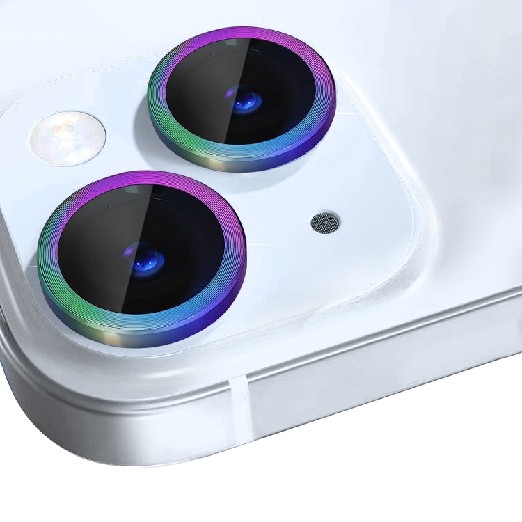 For iPhone 15 / 15 Plus NORTHJO Camera Lens Protector Tempered Glass CD Vein Metal Ring Film(Colorful)