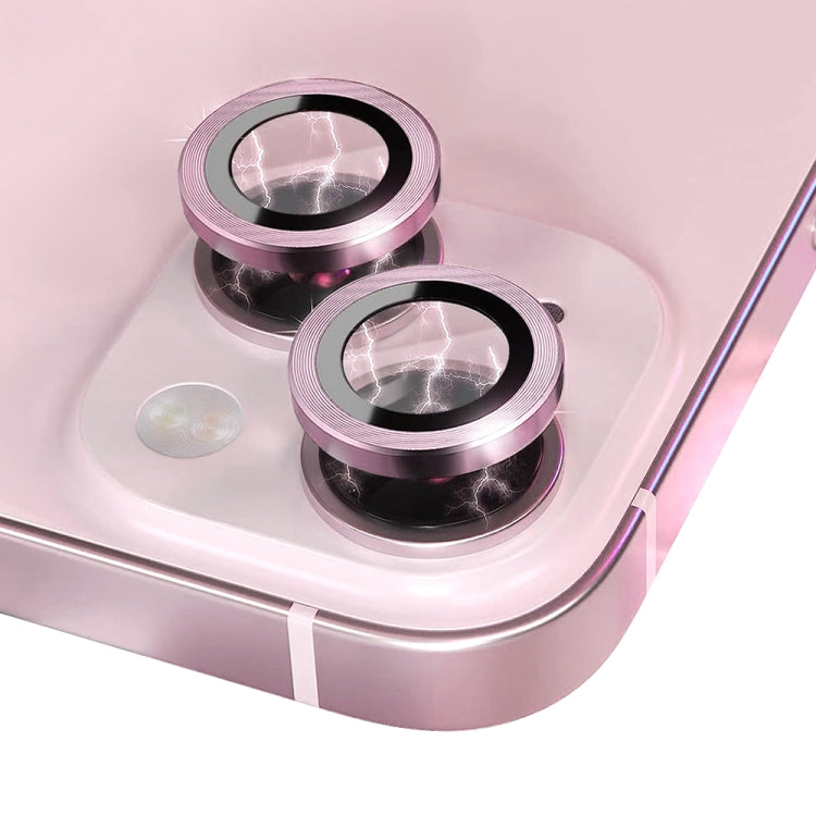 For iPhone 15 / 15 Plus NORTHJO Camera Lens Protector Tempered Glass CD Vein Metal Ring Film(Pink)