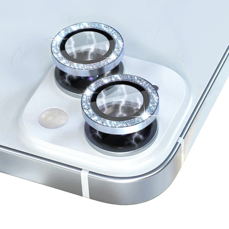 For iPhone 15 / 15 Plus NORTHJO Camera Lens Protector Tempered Glass Bling Glitter Metal Ring Film(Blue)