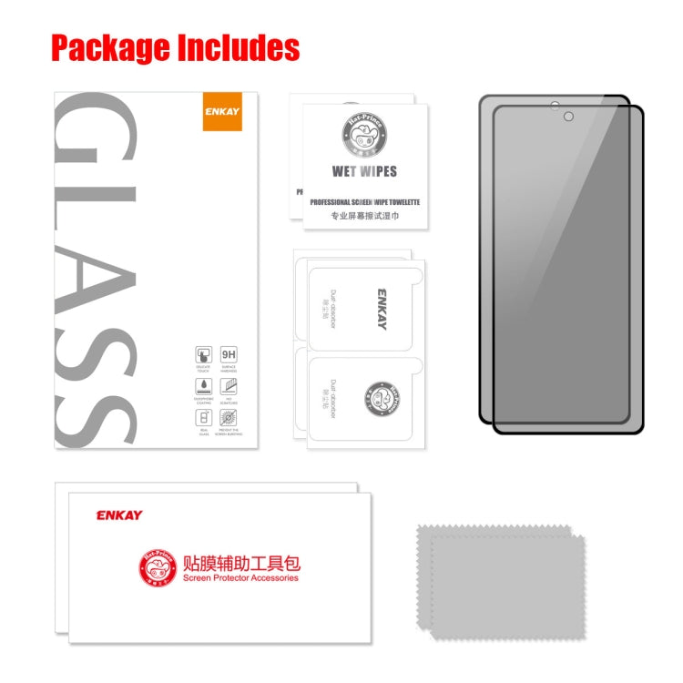 For Xiaomi Redmi 12 4G / 5G 2pcs ENKAY Hat-Prince 28 Degree Anti-peeping Privacy Silk Screen Tempered Glass Film