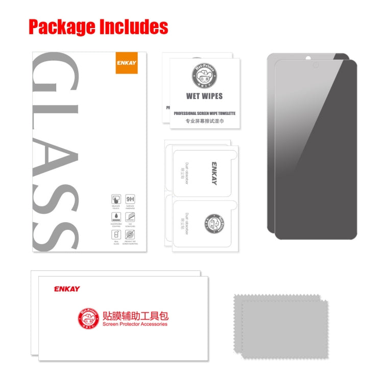 For Xiaomi Redmi 12 4G / 5G 2pcs ENKAY Hat-Prince 28 Degree Anti-peeping Privacy Tempered Glass Film