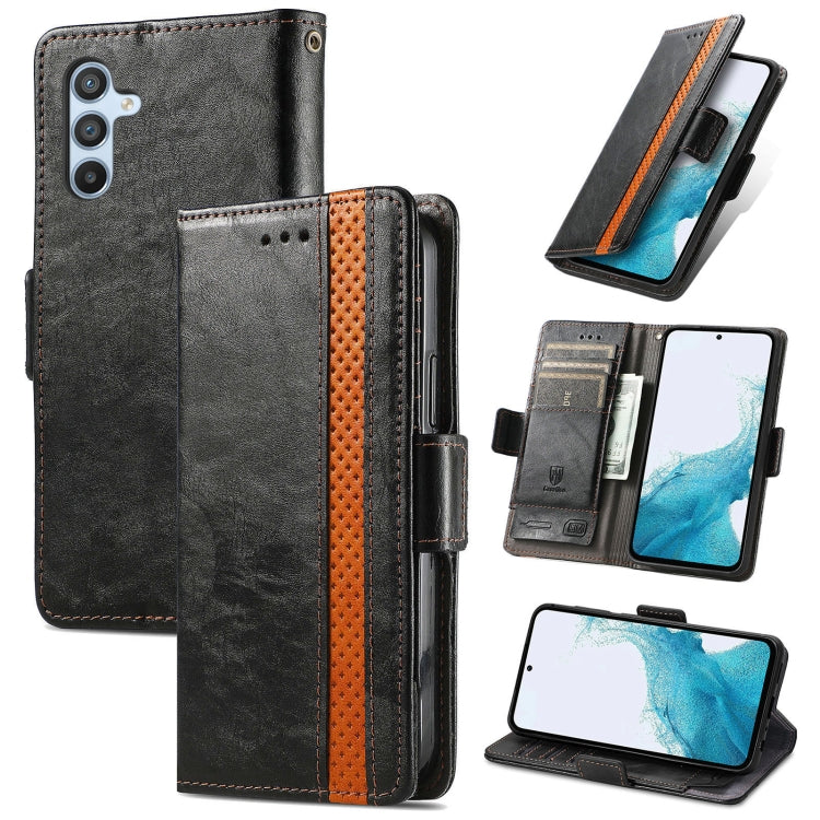 For Samsung Galaxy A36 5G CaseNeo Splicing Dual Magnetic Buckle Leather Phone Case(Black)