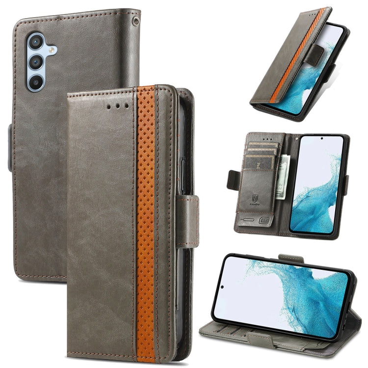 For Samsung Galaxy A36 5G CaseNeo Splicing Dual Magnetic Buckle Leather Phone Case(Gray)