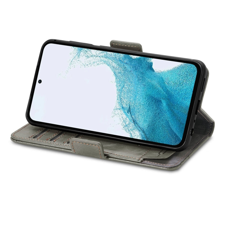 For Samsung Galaxy A36 5G CaseNeo Splicing Dual Magnetic Buckle Leather Phone Case(Gray)