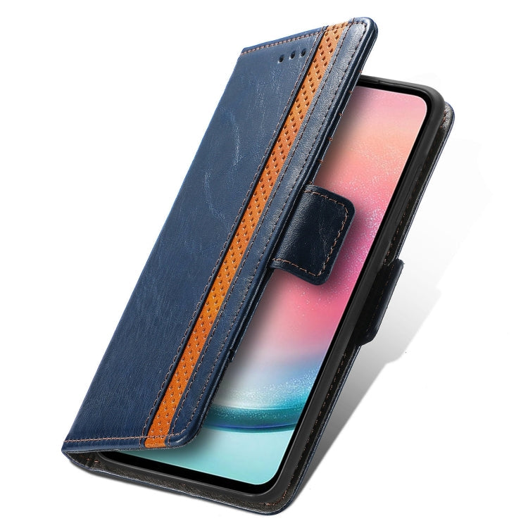 For Samsung Galaxy S25 5G CaseNeo Splicing Dual Magnetic Buckle Leather Phone Case(Blue)