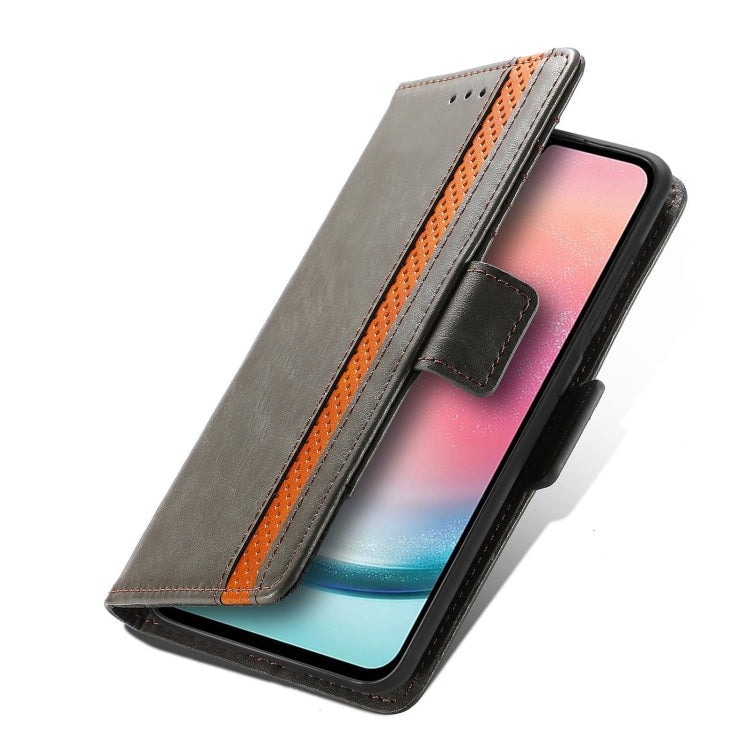 For Samsung Galaxy S25+ 5G CaseNeo Splicing Dual Magnetic Buckle Leather Phone Case(Gray)