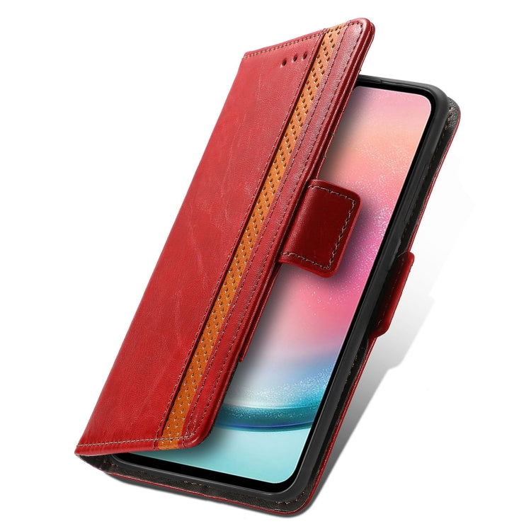 For Samsung Galaxy S25+ 5G CaseNeo Splicing Dual Magnetic Buckle Leather Phone Case(Red)