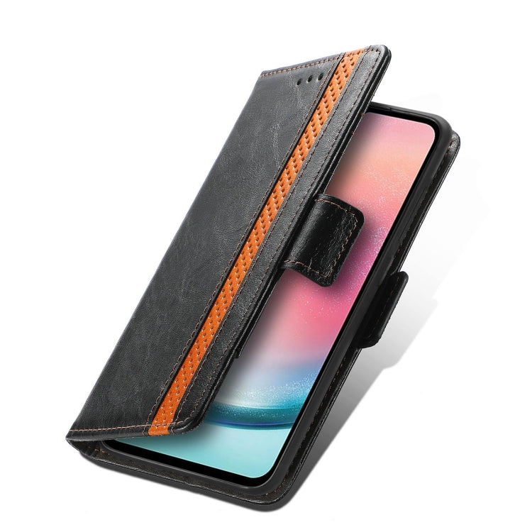 For Samsung Galaxy S25 Ultra 5G CaseNeo Splicing Dual Magnetic Buckle Leather Phone Case(Black)