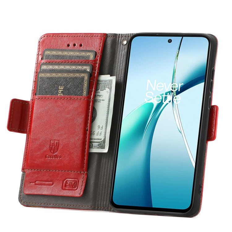 For Samsung Galaxy S24 FE 5G CaseNeo Splicing Dual Magnetic Buckle Leather Phone Case(Red)
