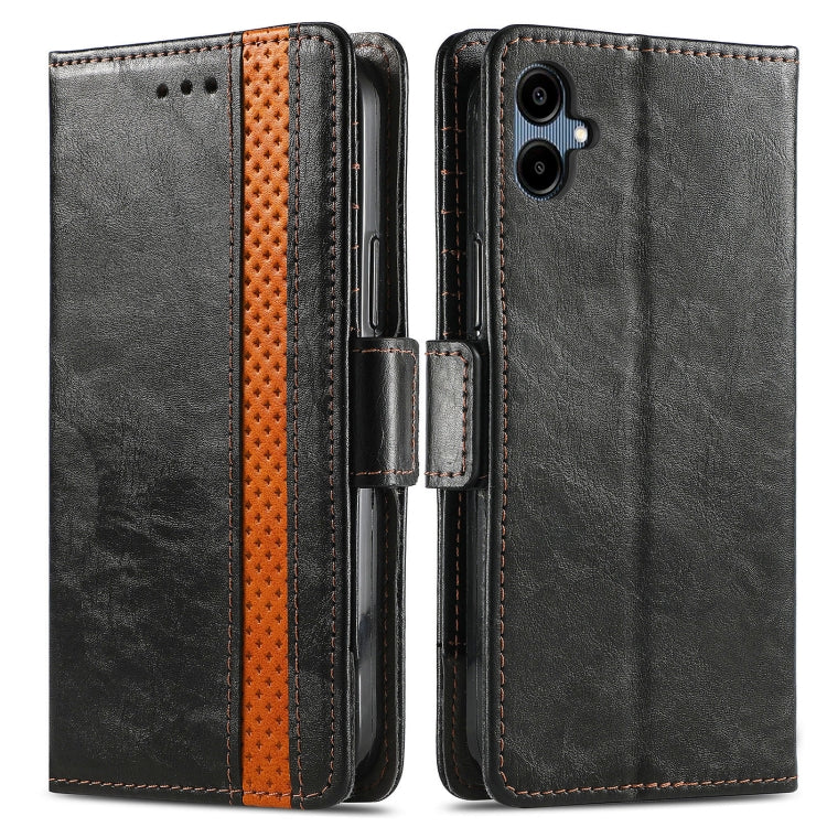 For Samsung Galaxy A06 4G CaseNeo Splicing Dual Magnetic Buckle Leather Phone Case(Black)