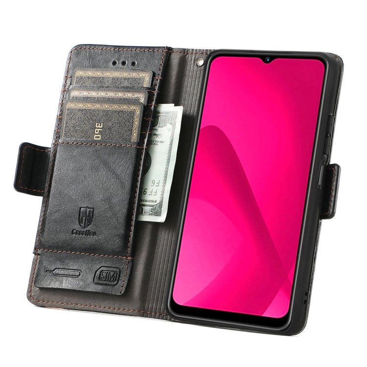 For Samsung Galaxy A06 4G CaseNeo Splicing Dual Magnetic Buckle Leather Phone Case(Black)