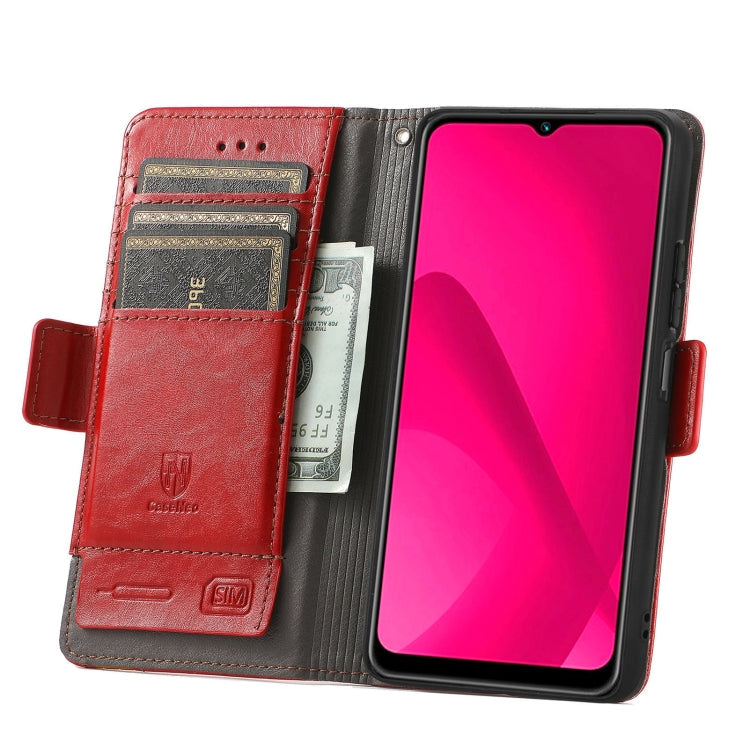 For Samsung Galaxy A06 4G CaseNeo Splicing Dual Magnetic Buckle Leather Phone Case(Red)