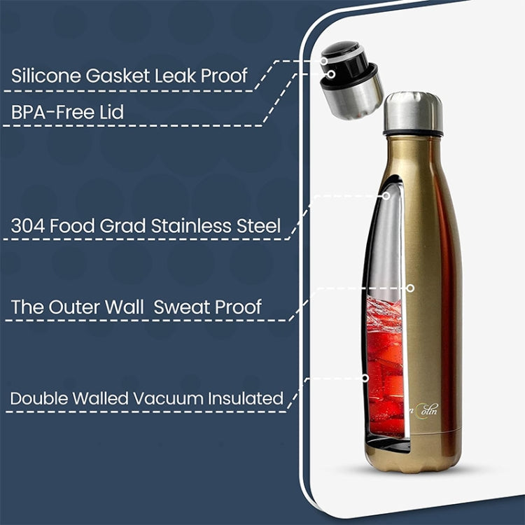 JUNSUNMAY 304 Stainless Steel Double-layer Vacuum Insulated Water Bottle, Capacity:1000ml(Black)