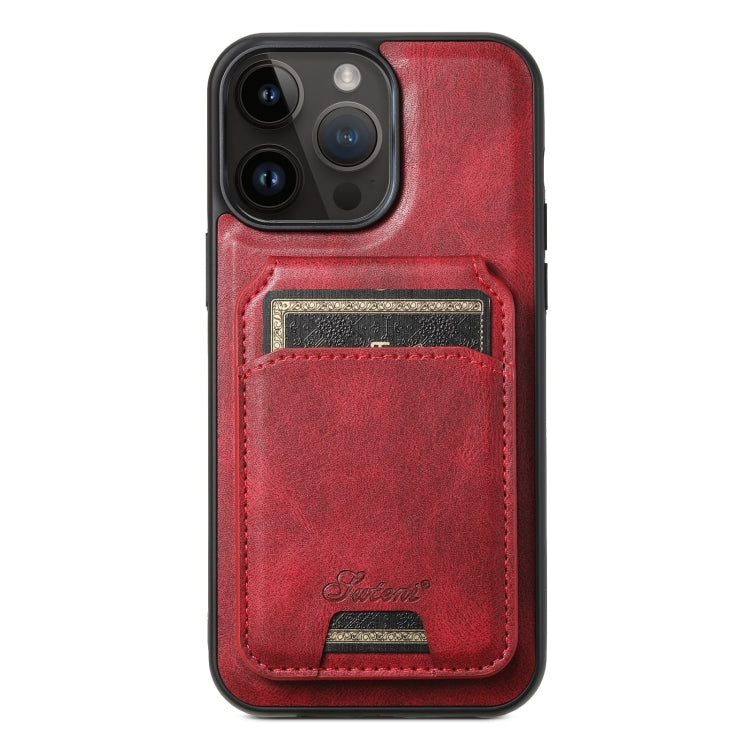 For iPhone 13 Pro Suteni H15 MagSafe Oil Eax Leather Detachable Wallet Back Phone Case(Red)