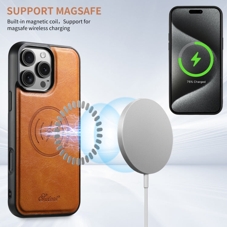 For iPhone 16 Plus Suteni H15 MagSafe Oil Eax Leather Detachable Wallet Back Phone Case(Khaki)