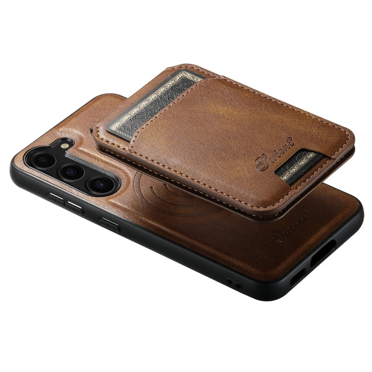 For Samsung Galaxy S23 5G Suteni H15  Oil Eax Leather Detachable Wallet Back Phone Case(Brown)