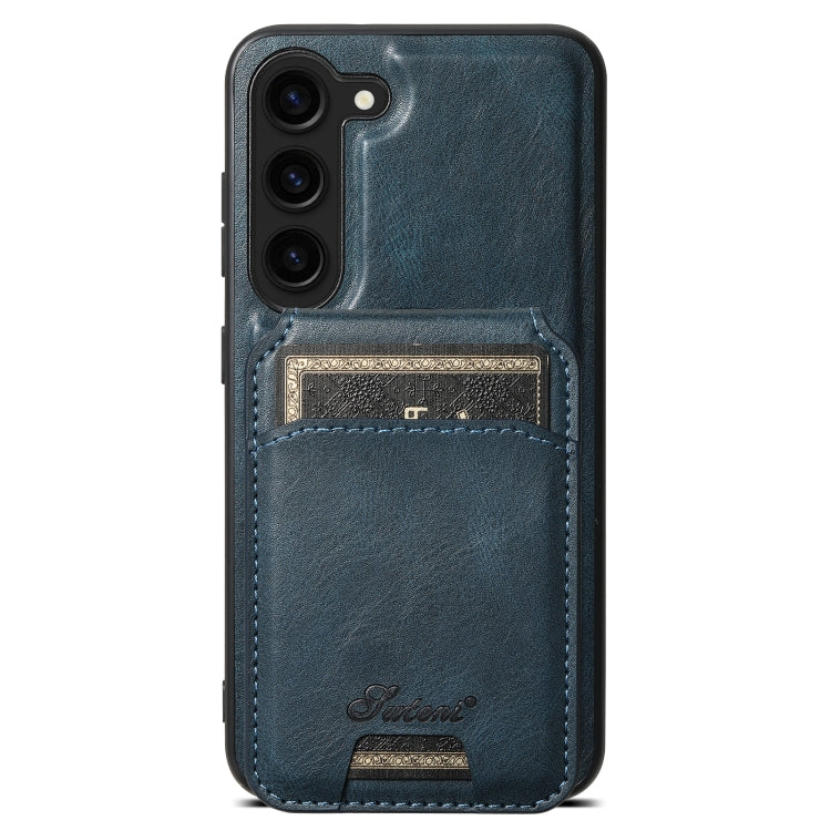 For Samsung Galaxy S23 5G Suteni H15  Oil Eax Leather Detachable Wallet Back Phone Case(Blue)