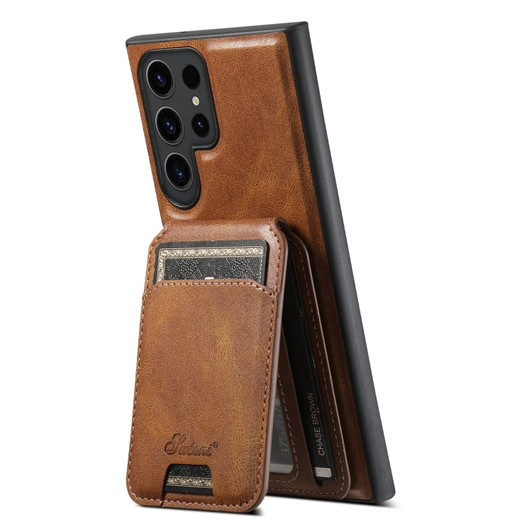 For Samsung Galaxy S22 Ultra 5G Suteni H15  Oil Eax Leather Detachable Wallet Back Phone Case(Red)