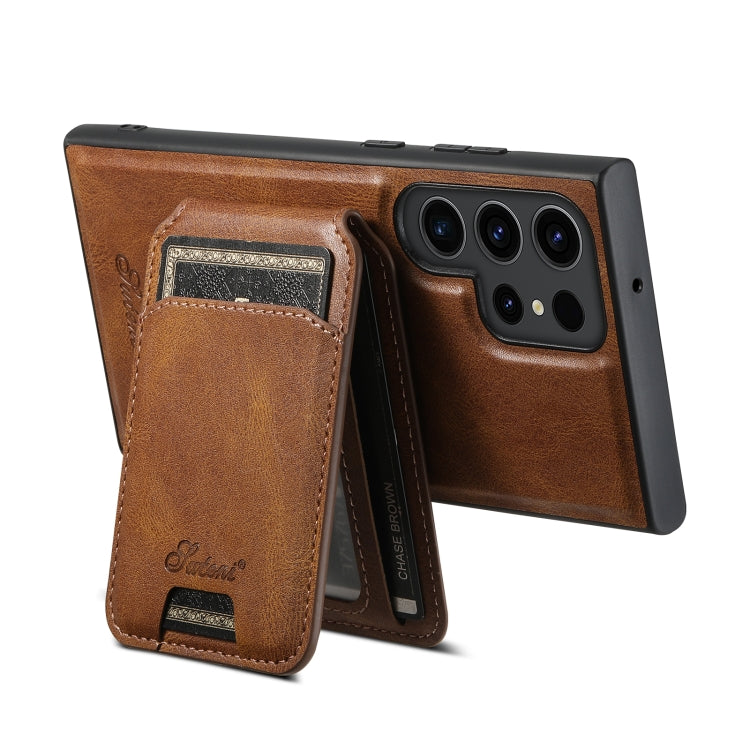 For Samsung Galaxy S22 Ultra 5G Suteni H15  Oil Eax Leather Detachable Wallet Back Phone Case(Red)