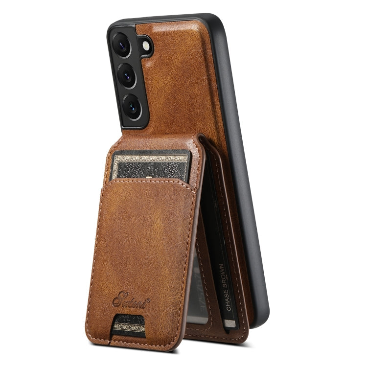 For Samsung Galaxy S22+ 5G Suteni H15  Oil Eax Leather Detachable Wallet Back Phone Case(Black)