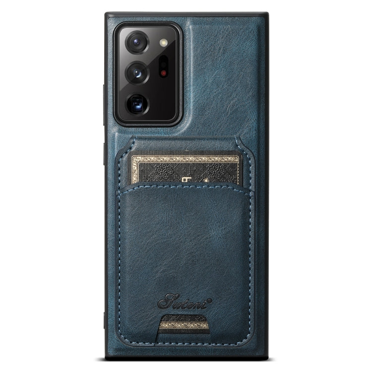 For Samsung Galaxy Note20 Ultra 5G Suteni H15  Oil Eax Leather Detachable Wallet Back Phone Case(Blue)
