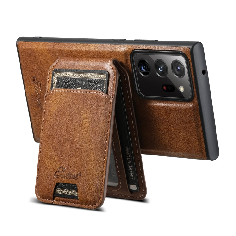 For Samsung Galaxy Note20 5G Suteni H15  Oil Eax Leather Detachable Wallet Back Phone Case(Khaki)
