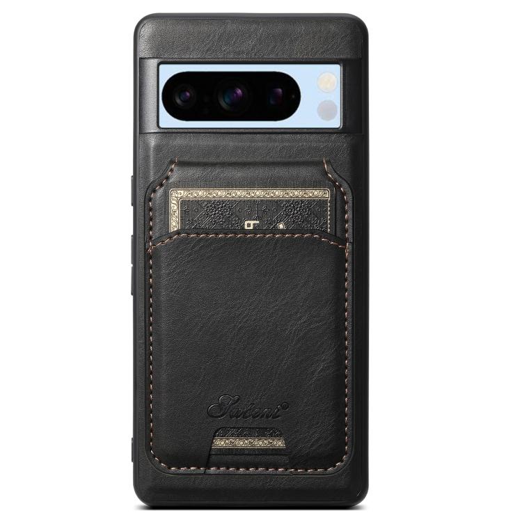 For Google Pixel 8 Pro Suteni H15 Oil Eax Leather Detachable Wallet Back Phone Case(Black)