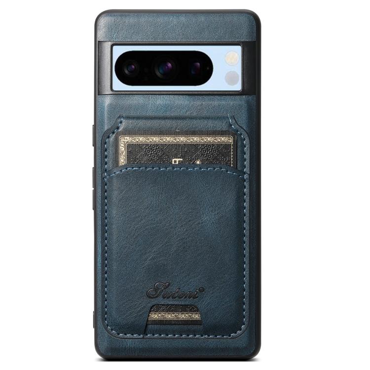 For Google Pixel 8 Pro Suteni H15 Oil Eax Leather Detachable Wallet Back Phone Case(Blue)