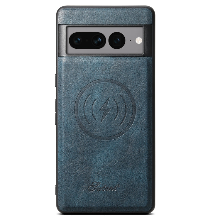 For Google Pixel 8 Pro Suteni H15 Oil Eax Leather Detachable Wallet Back Phone Case(Blue)