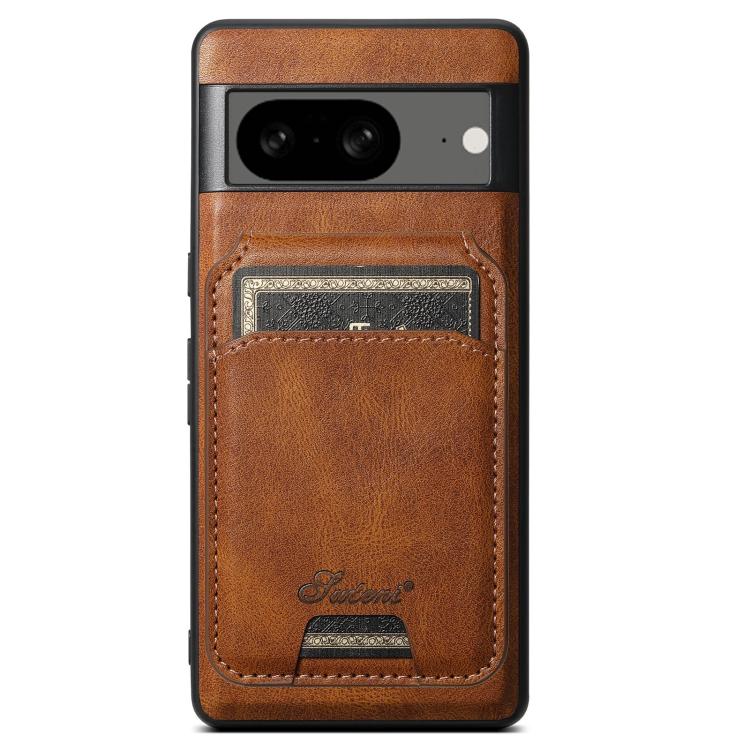 For Google Pixel 8 Suteni H15 Oil Eax Leather Detachable Wallet Back Phone Case(Brown)