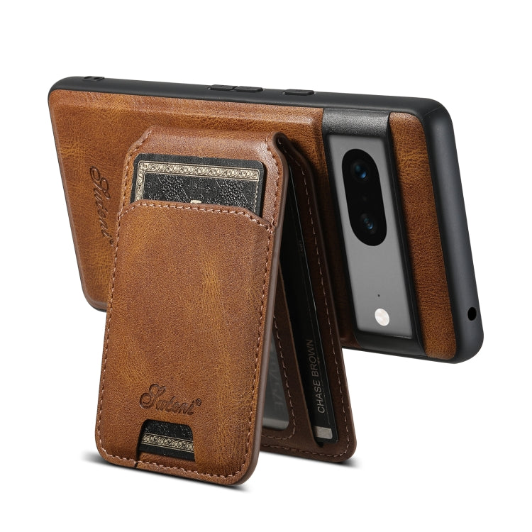 For Google Pixel 8 Suteni H15 Oil Eax Leather Detachable Wallet Back Phone Case(Khaki)