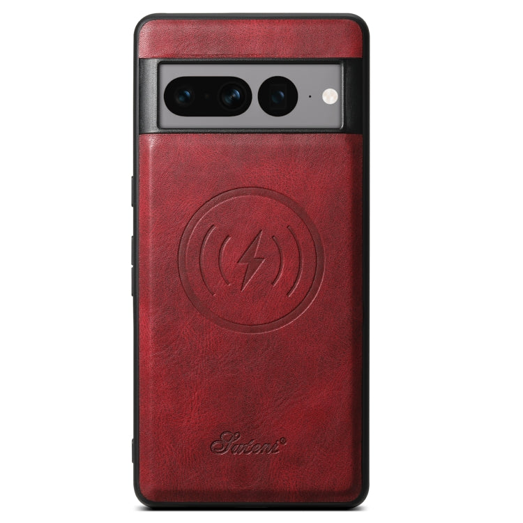 For Google Pixel 7a Suteni H15 Oil Eax Leather Detachable Wallet Back Phone Case(Red)