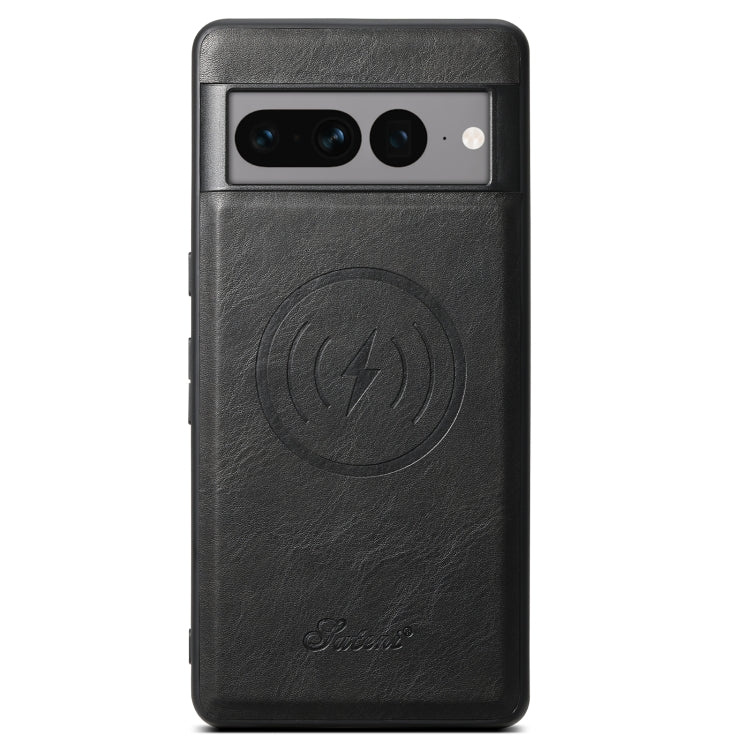 For Google Pixel 7 Pro Suteni H15 Oil Eax Leather Detachable Wallet Back Phone Case(Black)