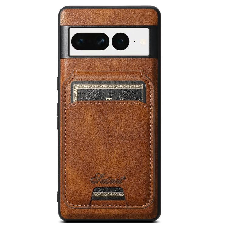 For Google Pixel 7 Suteni H15 Oil Eax Leather Detachable Wallet Back Phone Case(Brown)