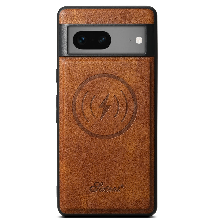 For Google Pixel 7 Suteni H15 Oil Eax Leather Detachable Wallet Back Phone Case(Brown)