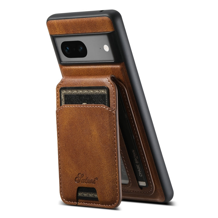 For Google Pixel 7 Suteni H15 Oil Eax Leather Detachable Wallet Back Phone Case(Brown)