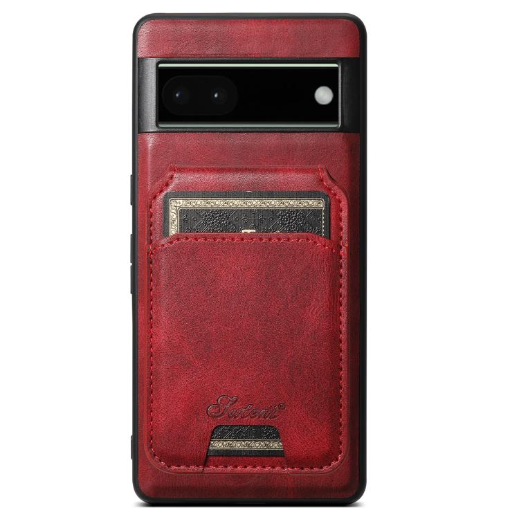 For Google Pixel 6a Suteni H15 Oil Eax Leather Detachable Wallet Back Phone Case(Red)