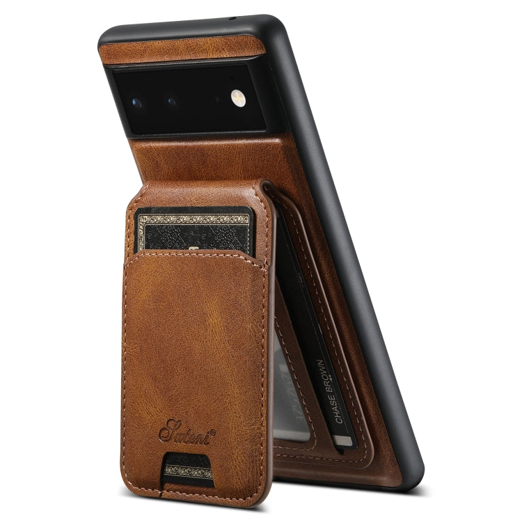 For Google Pixel 6 Pro Suteni H15 Oil Eax Leather Detachable Wallet Back Phone Case(Black)