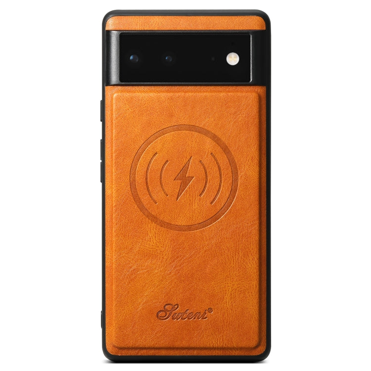 For Google Pixel 6 Suteni H15 Oil Eax Leather Detachable Wallet Back Phone Case(Khaki)