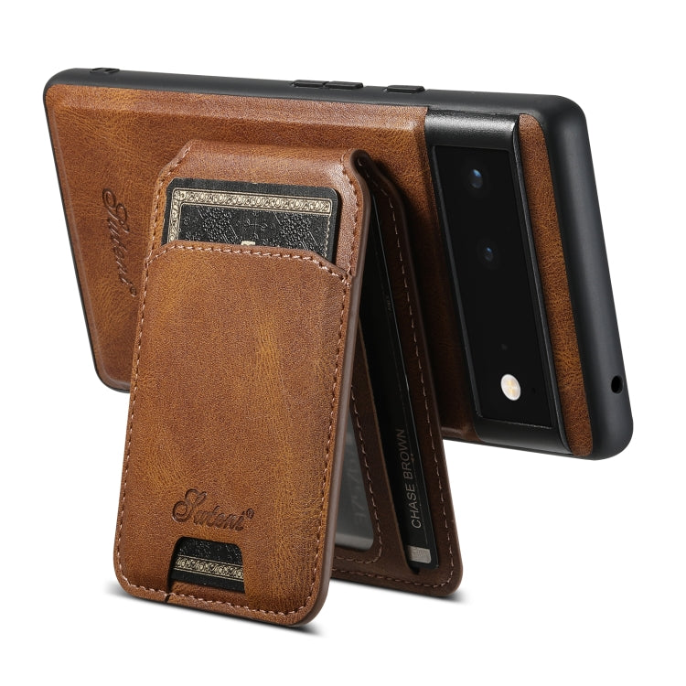 For Google Pixel 6 Suteni H15 Oil Eax Leather Detachable Wallet Back Phone Case(Khaki)