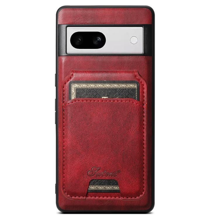 For Google Pixel 8a Suteni H15 Oil Eax Leather Detachable Wallet Back Phone Case(Red)
