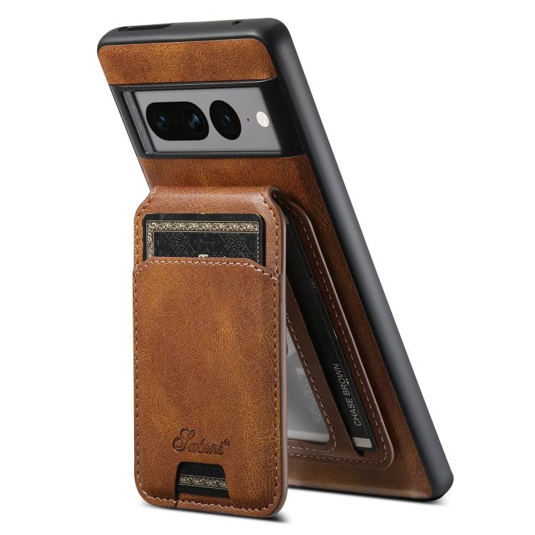 For Google Pixel 10 Pro Suteni H15 Oil Eax Leather Detachable Wallet Back Phone Case(Khaki)