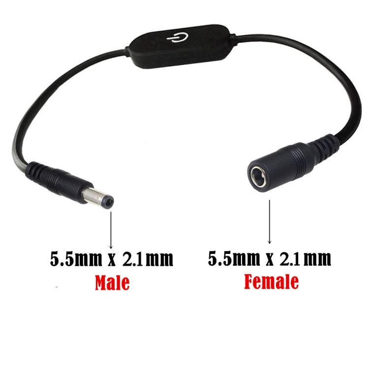 JUNSUNMAY DC 5.5mmx2.1mm LED Touch Inline Dimmer Switch Controller for Single Color, Length 30cm(White)