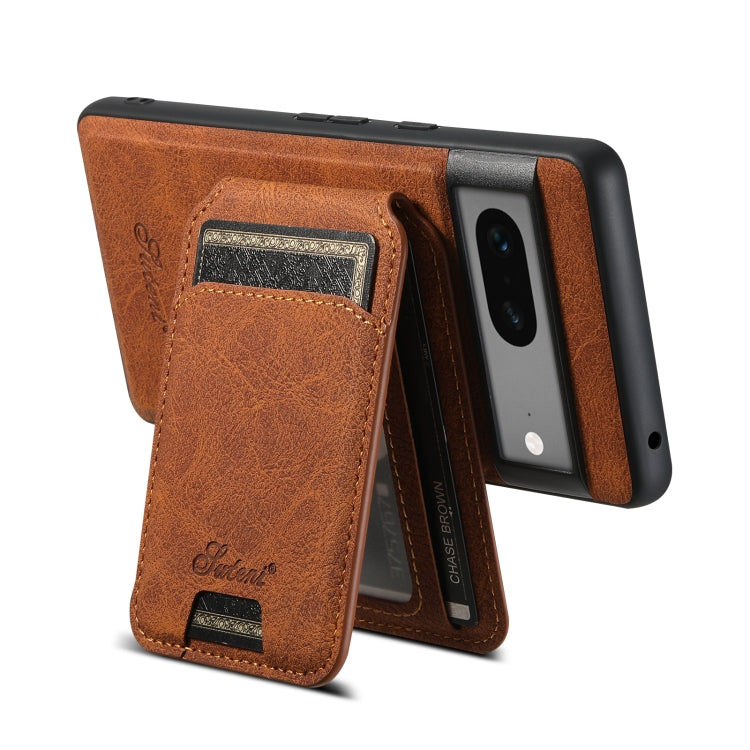 For Google Pixel 7 Suteni H16 Litchi Texture Leather Detachable Wallet Back Phone Case(Brown)