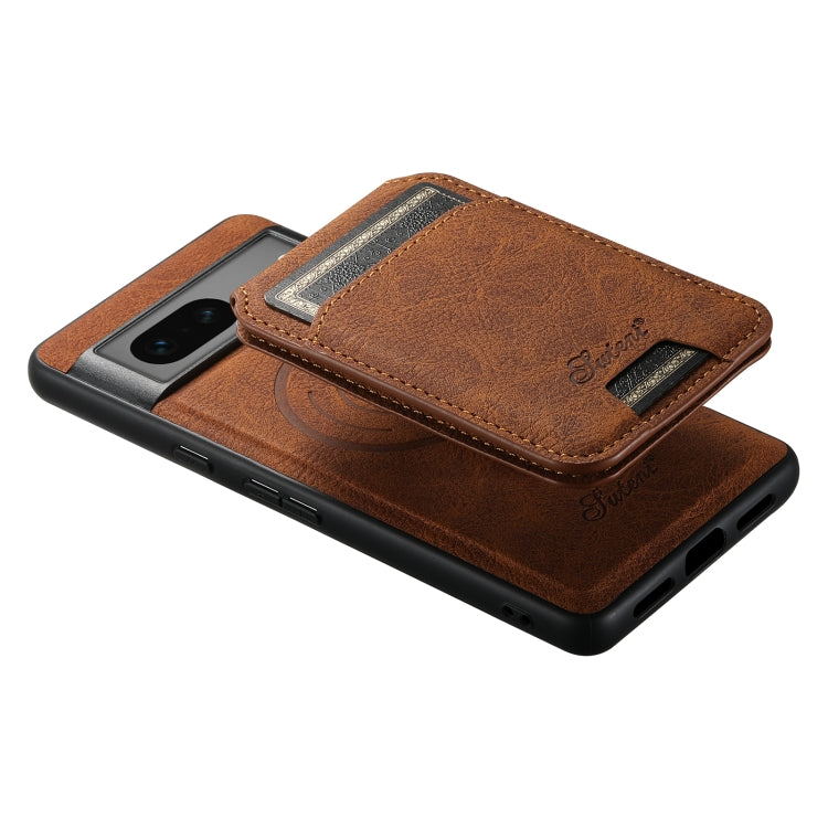 For Google Pixel 7 Suteni H16 Litchi Texture Leather Detachable Wallet Back Phone Case(Brown)