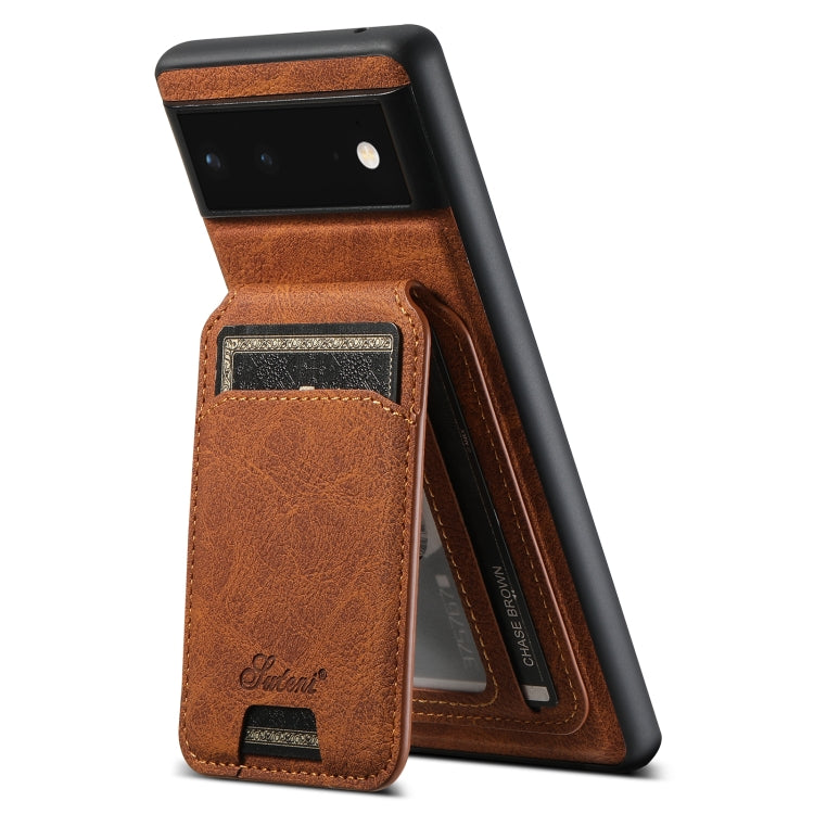 For Google Pixel 6 Suteni H16 Litchi Texture Leather Detachable Wallet Back Phone Case(Blue)